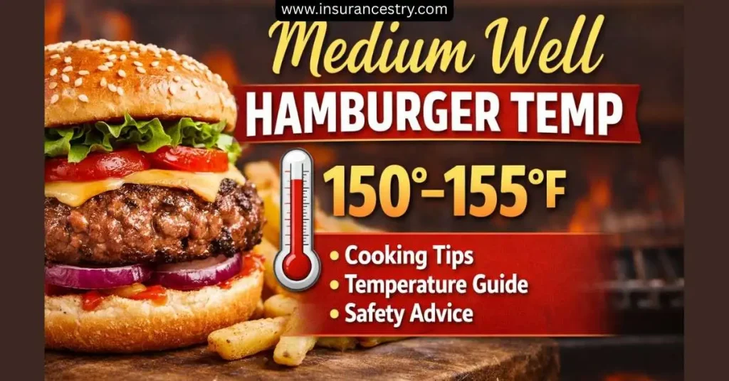 An image of medium well hamburger temp